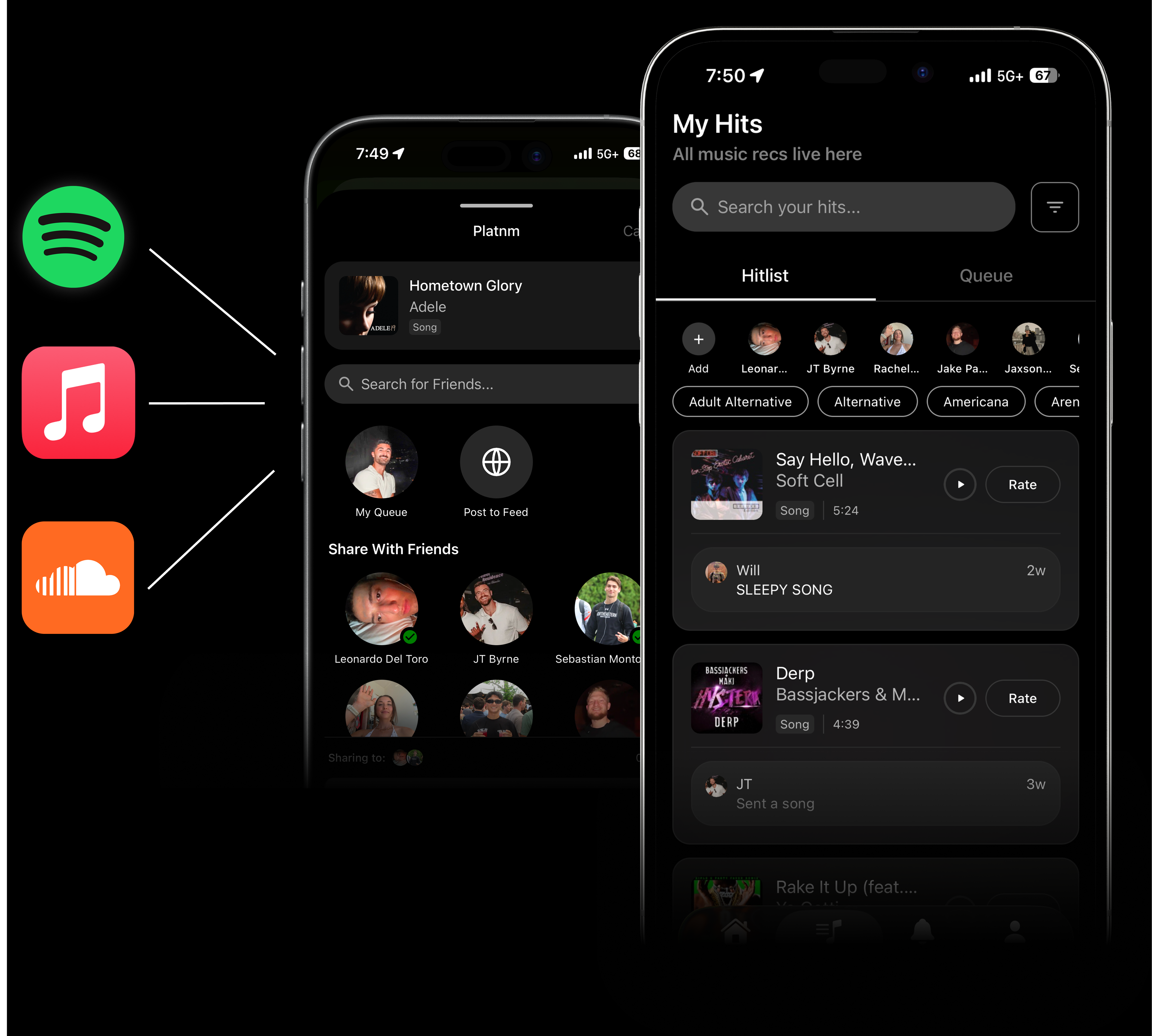 Your hitlist — recommendations sent from friends